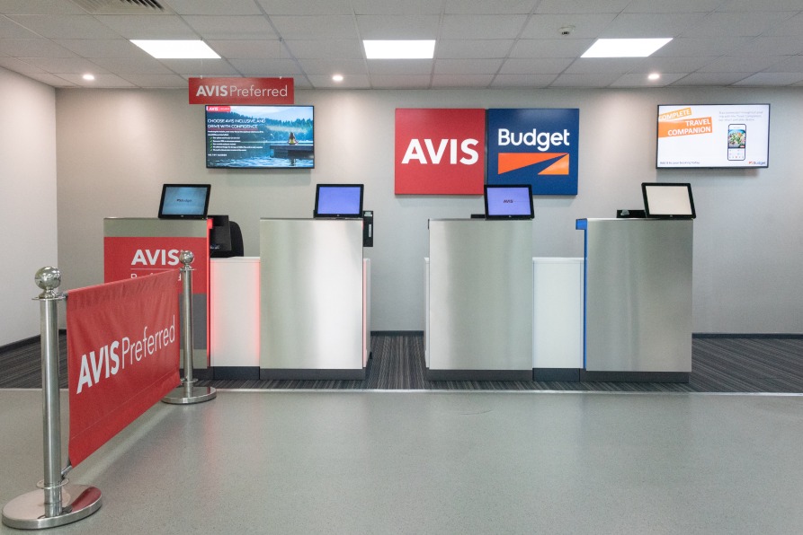 Avis car rental desks at Southampton Airport