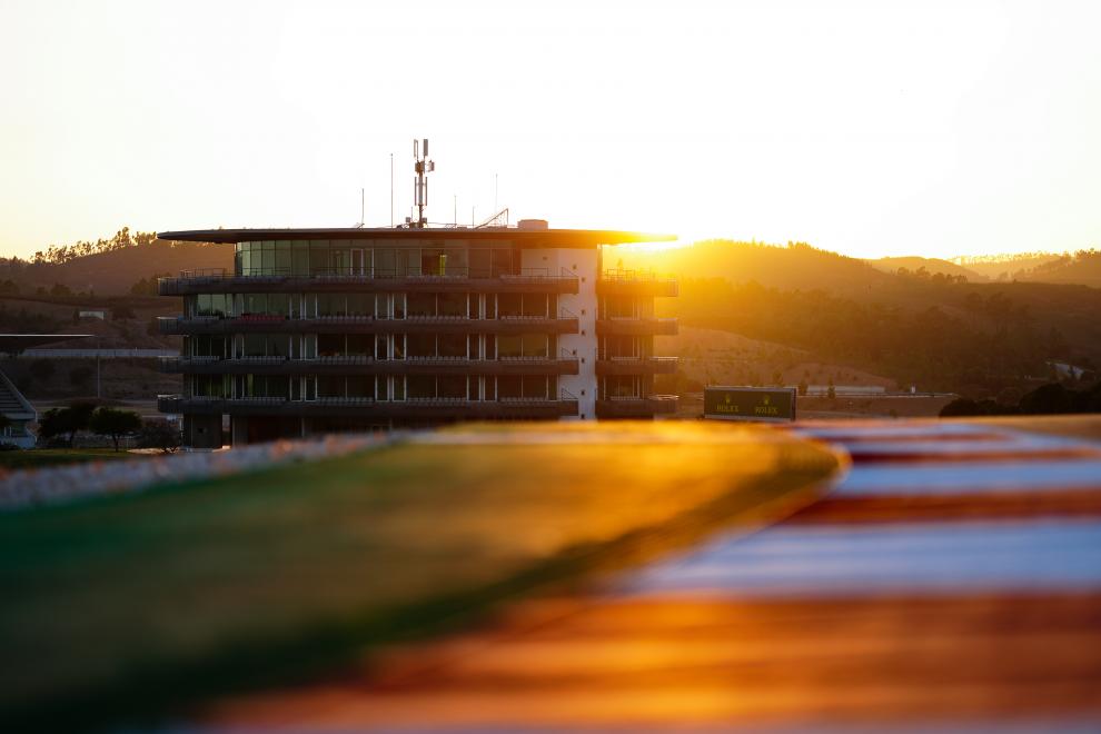 Avis trackside banners are seen in the Portimão race on 16 April, 2023